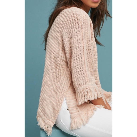 Anthropologie Fringed Poncho Sweater - Picture 1 of 8